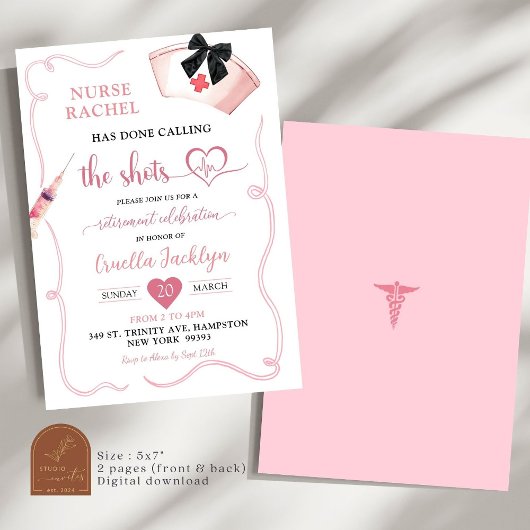 Black Bow Coquette Verpleegster Pensioen Partij Kaart