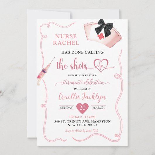 Black Bow Coquette Verpleegster Pensioen Partij Kaart (Voorkant)