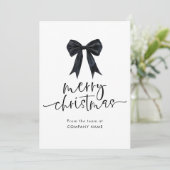 Black Bow Corporate QR logo Merry Christmas Feestdagenkaart (Staand voorkant)