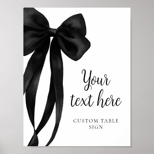 Black Bow Custom Table Sign Poster (Voorkant)