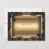 Black Bow & Damask Gold 50e Jubileum RSVP (Achterkant)