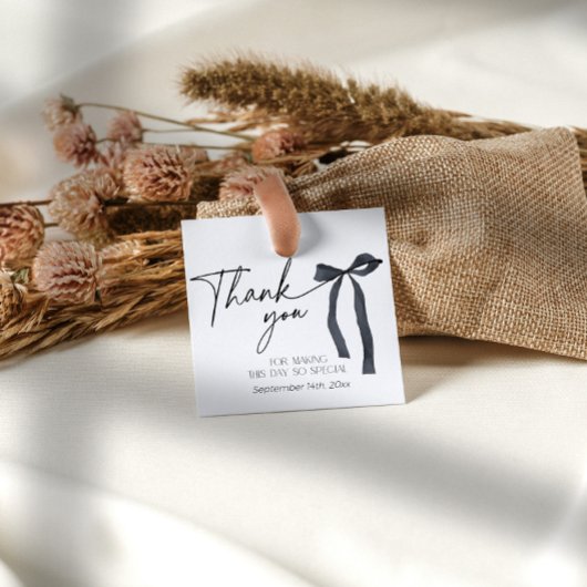 Black Bow Dank u Vrijgezellenfeest Gotische gunst Bedankjes Labels