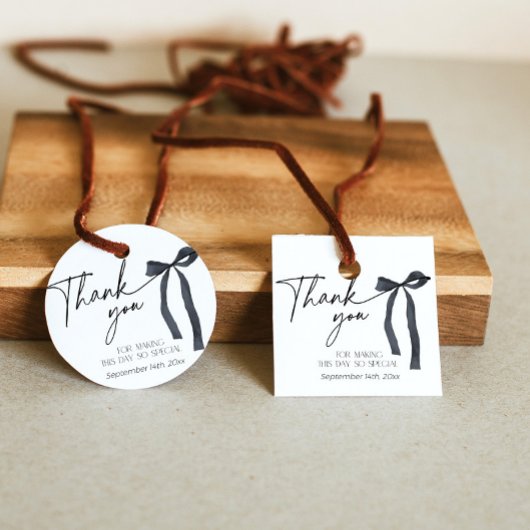Black Bow Dank u Vrijgezellenfeest Gotische gunst Bedankjes Labels