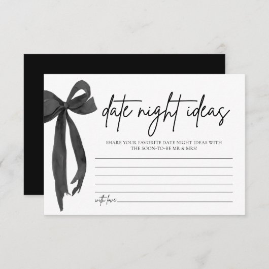 Black Bow Date Night Ideeën Vrijgezellenfeest Spel Kaart (Voorkant / Achterkant)
