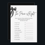 Black Bow De prijs is het juiste Vrijgezellenfeest Kaart<br><div class="desc">Breng wat plezier en gelach naar het vrijgezellenfeest met deze Black Bow "The Price is Right" -game 🖤✨! Met een chique minimalistisch ontwerp met een stijlvolle zwarte strik past dit spel perfect bij een elegant en op coquette geïnspireerd vrijgezellenfeest 🎀💖. Gasten zullen de prijzen van gemeenschappelijke huishouden of bruiloft gerelateerde...</div>