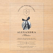 Black Bow Disco Ball Afstudeerfeest Acryl Uitnodigingen (Voorkant)