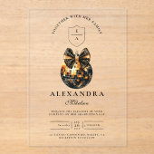 Black Bow Disco Ball Afstudeerfeest Acryl Uitnodigingen (Voorkant)