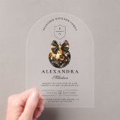 Black Bow Disco Ball Afstudeerfeest Acryl Uitnodigingen (Insitu (Draagbaar))