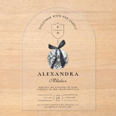 Black Bow Disco Ball Afstudeerfeest Acryl Uitnodigingen (Voorkant)