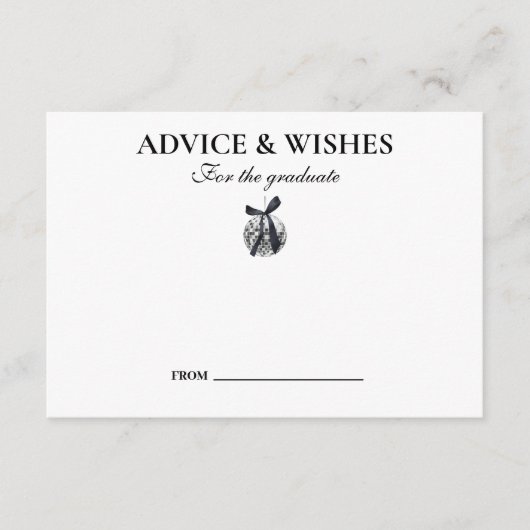 Black Bow Disco Ball Afstudeerfeest Informatiekaartje (Voorkant)