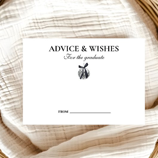 Black Bow Disco Ball Afstudeerfeest Informatiekaartje