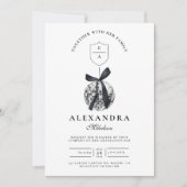 Black Bow Disco Ball Afstudeerfeest Kaart (Voorkant)