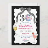 Black Bow Disco Ball Cocktail Dertigste verjaardag Kaart (Voorkant)