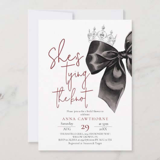 Black Bow ⎮Elegance Bridal Shower Kaart (Voorkant)