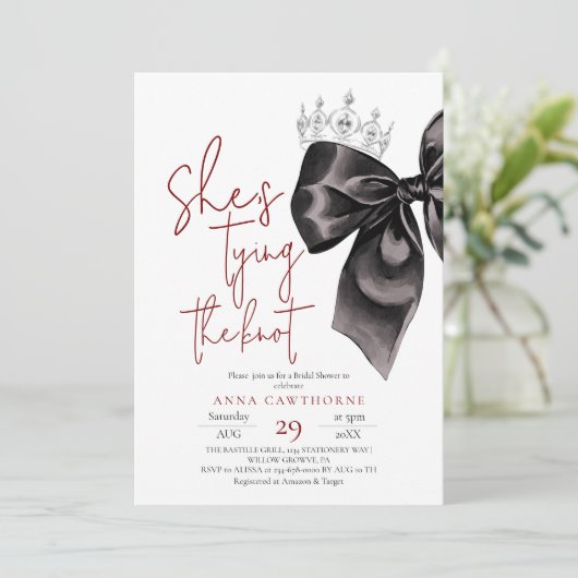 Black Bow ⎮Elegance Bridal Shower Kaart (Staand voorkant)