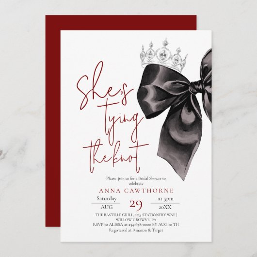 Black Bow ⎮Elegance Bridal Shower Kaart (Voorkant / Achterkant)