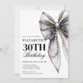 Black Bow Elegant 30e verjaardag Kaart (Voorkant)