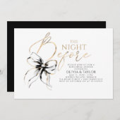 Black Bow Elegant Modern Chic Rehearsal Dinner Kaart (Voorkant / Achterkant)