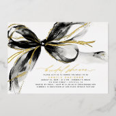 Black Bow Elegant Romantic Modern Bridal Shower Folie Uitnodiging (Voorkant)