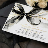 Black Bow Elegant Romantic Modern Bridal Shower Folie Uitnodiging