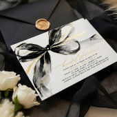 Black Bow Elegant Romantic Modern Bridal Shower Folie Uitnodiging