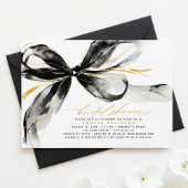 Black Bow Elegant Romantic Modern Bridal Shower Kaart
