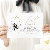 Black Bow Elegant Romantic Modern Bridal Shower Kaart