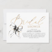 Black Bow Elegant Romantic Modern Bridal Shower Kaart (Voorkant)