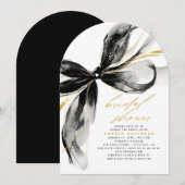 Black Bow Elegant Romantic Whimsical Bridal Shower Kaart (Voorkant / Achterkant)