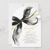 Black Bow Elegant Romantic Whimsical Bridal Shower Kaart (Voorkant)