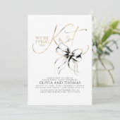 Black Bow Elegant Whimsical Engagement Party Kaart (Staand voorkant)
