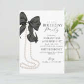 Black Bow en Pearl 30e verjaardag uitnodiging (Staand voorkant)