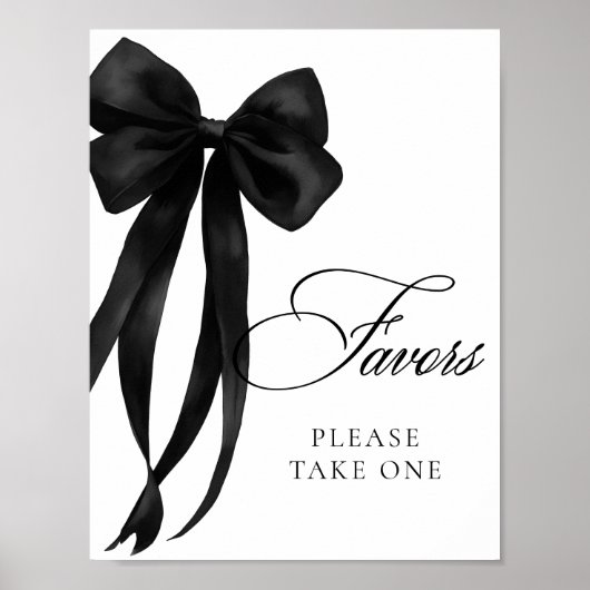 Black Bow Favors Table Sign Poster (Voorkant)