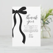 Black Bow First Birthday Coquette Thank You Card Bedankkaart (Staand voorkant)
