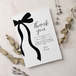 Black Bow First Birthday Coquette Thank You Card Bedankkaart