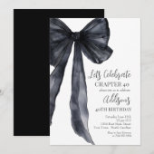 Black Bow Forty 40th Birthday Party Invitation Kaart (Voorkant / Achterkant)