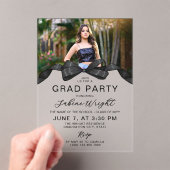 Black Bow Foto Afstudeerfeest Acryl Uitnodigingen (Insitu (Draagbaar))