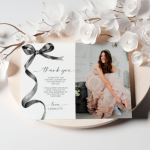 Black Bow Foto Bedankt Opmerking Kaart