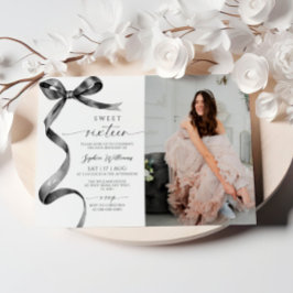 Black Bow Foto Sweet 16 Verjaardag Uitnodiging