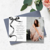 Black Bow Foto Sweet 16 Verjaardag Uitnodiging