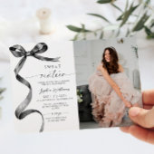 Black Bow Foto Sweet 16 Verjaardag Uitnodiging