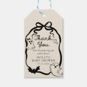 Black Bow Ghost Halloween Baby shower Gift Labels Cadeaulabel (Voorkant)