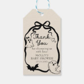 Black Bow Ghost Halloween Baby shower Gift Labels Cadeaulabel (Achterkant)