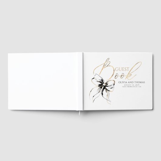 Black Bow Gold Script Guest Book Gastenboek (Volledig)