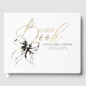 Black Bow Gold Script Guest Book Gastenboek (Voorkant)