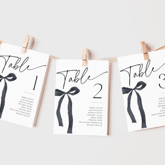 Black Bow Gothic Tying the Knot Tafel Naam Kaarten