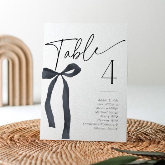 Black Bow Gothic Tying the Knot Tafel Naam Kaarten