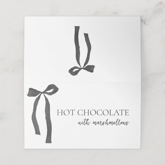 Black Bow Gothic Vrijgezellenfeest Buffetvoeding Plaatskaartje (Buitenkant ongevouwen)