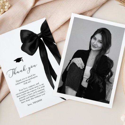 Black Bow Graduation Bedankkaart