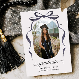 Black Bow Graduation Open House Party Invitation Kaart